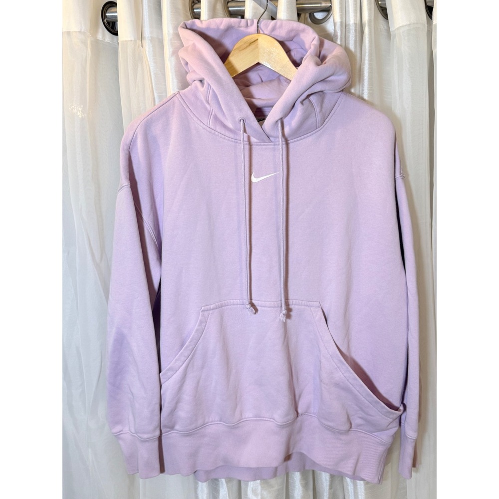 Nike Hoodie Womens Medium Lavender Mini Swoosh Fleece Pullover DQ5860-530